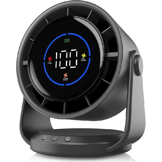 

Настільний вентилятор, Турбо-вентилятор для спальні, Цифровий дисплей зі 100 швидкостями, Низький рівень шуму, Регульований нахил 105°, 7,5-дюймовий, Акумуляторна батарея, Для настінного кріплення світло-сірого кольору