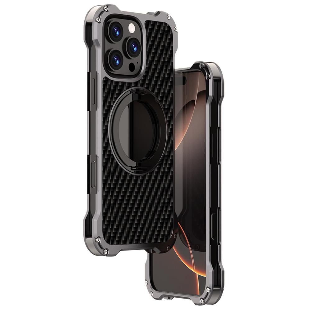 R-JUST RJ-51 For iPhone 16 Pro Max Case Compatible with MagSafe Kickstand PC+Aluminum Alloy Phone Cover