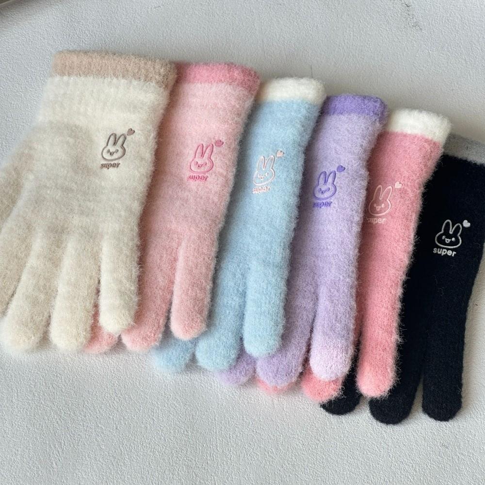 Elastic Knitted Gloves Thickened Fleece Lined Gloves Fashion Winter Gloves  for Women