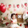 Custom Strawberry Party Banner Cake Topper Sticker with Personalised Photo Summer Theme Strawberry One Birthday Party Decoration