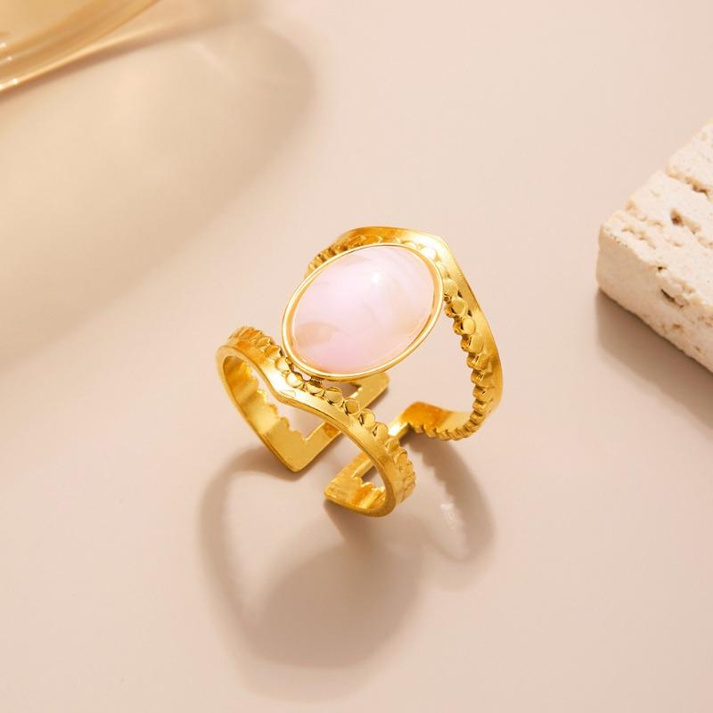 Europäischer und amerikanischer Titanstahlring mit Blumenöffnung, vergoldeter High-End-Zeigefingerring, farbenfroher, vielseitiger Ring, Schmuckgeschenk