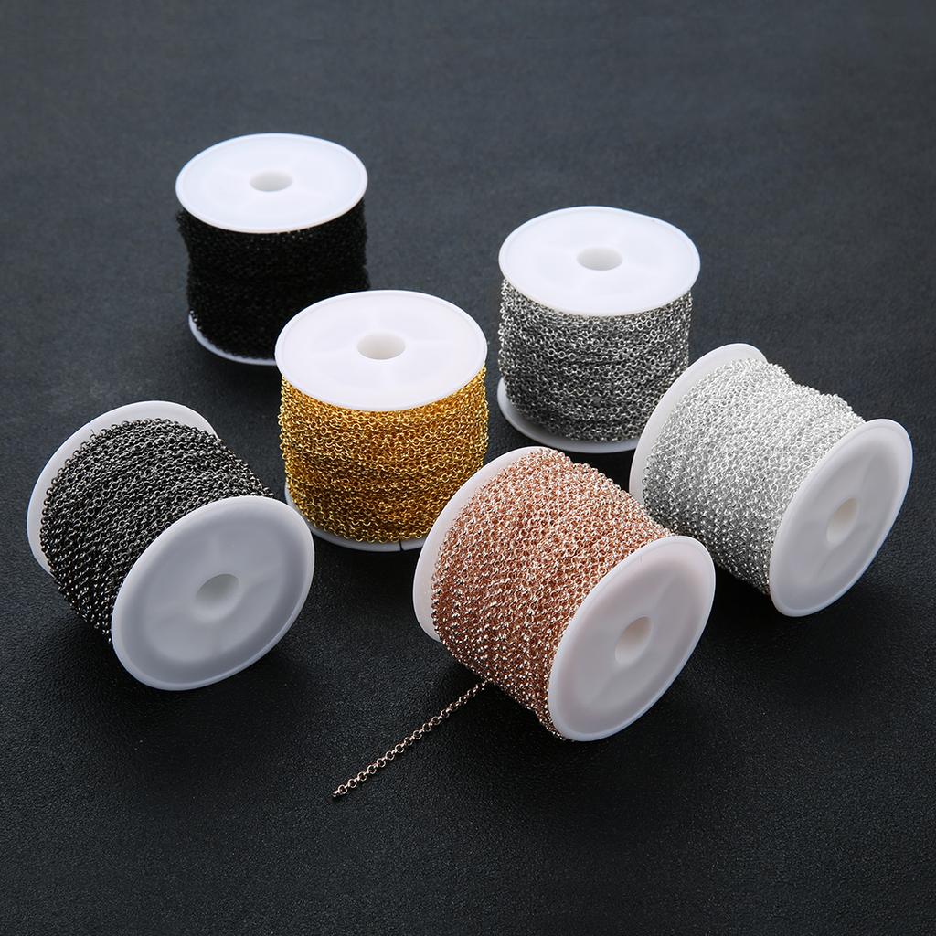 10 Yard 2/3mm Metal Iron Rolo O Link Chains Bulk Chain Gold Color for Diy Bracelet Necklaces Making Findings Wholesale