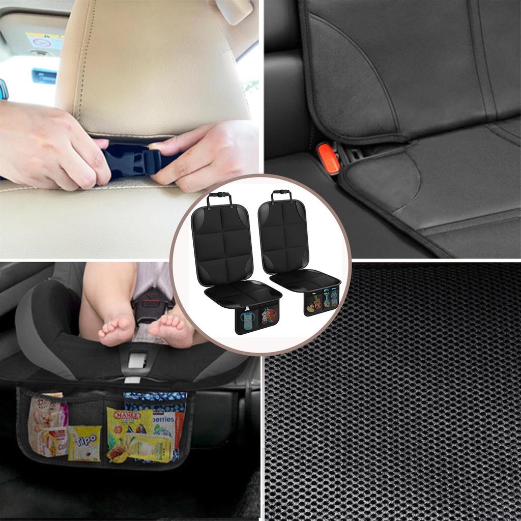 Huijokf Car Seat Protection Mat, Anti-Slip Waterproof Car Seat Protector, Anti-slip, Easy Installation, Car Accessories, Storage Pockets, Black