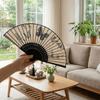 Chinese Style Hand Fold Fan Wooden Handle Classical Dance Fan Portable Bamboo Fan  Home Decor