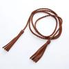 Leather Designer Braid Waist Belt With Tassel