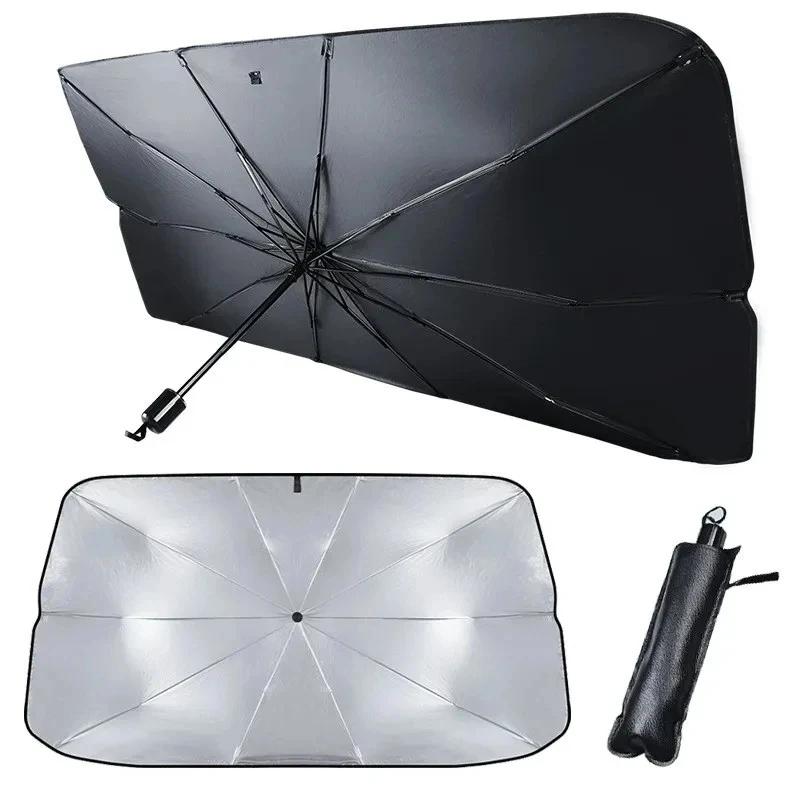 UV Resistant Sun Shade - Foldable Silver Car Windshield Visor with Adhesive Backing