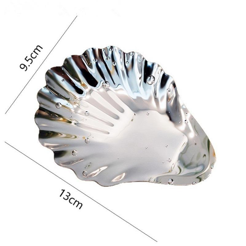 Shell Shaped Stainless Steel Plate Dish Metal Cheese Dessert Tray Tea Snack Fruit Dish Jewelry Storage Soap Box Table Decoration