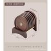 Black Ebony Wood Coaster Set Office Tea Ceremony Heat Resistant Cup Mat 6pcs Round Hollow Copper Inlay
