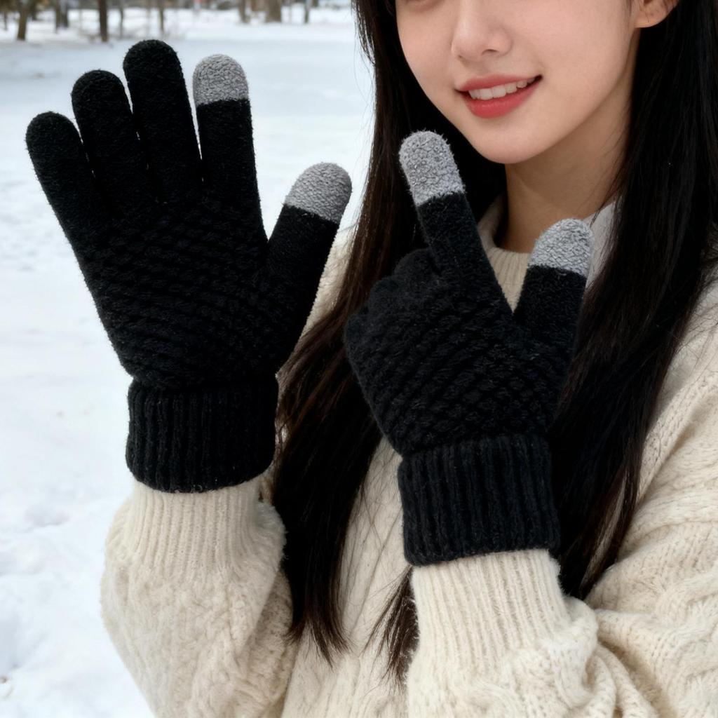 Winter Gloves Women Soft Touchscreen Anti-Slip Winter Gloves For Women Warm Lining For Running Sports Driving Riding Camping