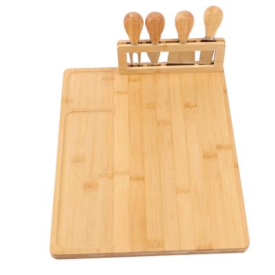 Placa de branza Placa de bambus pentru carne dreptunghiulara 3 zone separate Usor de curatat Bucatarie fara miros
