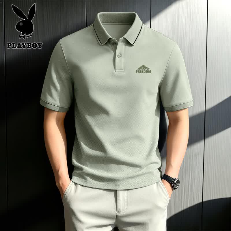 PLAYBOY Men's Summer Short Sleeve Polo Shirt