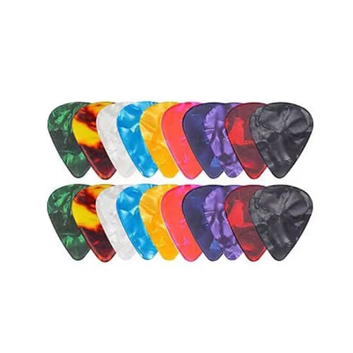 Set of 20 Guitar Picks, Various Thicknesses, Teardrop Shape, Non-Slip, Assorted Colors (0.81mm/20-Pack)