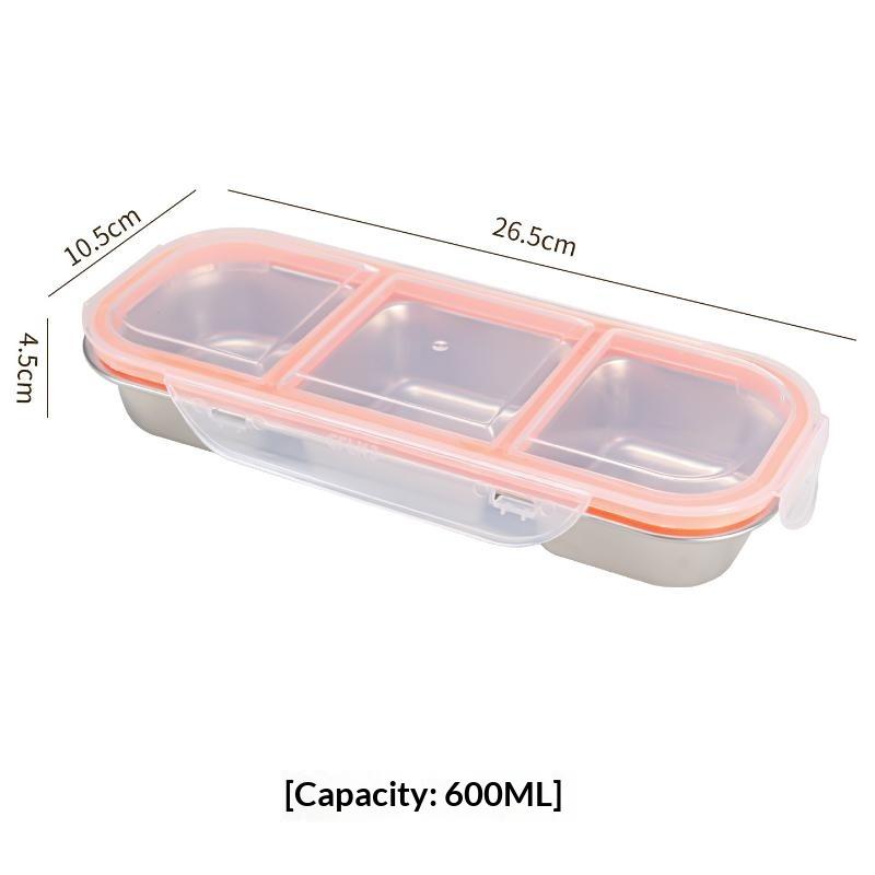 304 Stainless Steel Mini Compartment Lunch Box Easy Clean Portion Control Food Box for Home Outdoor Meal Prep