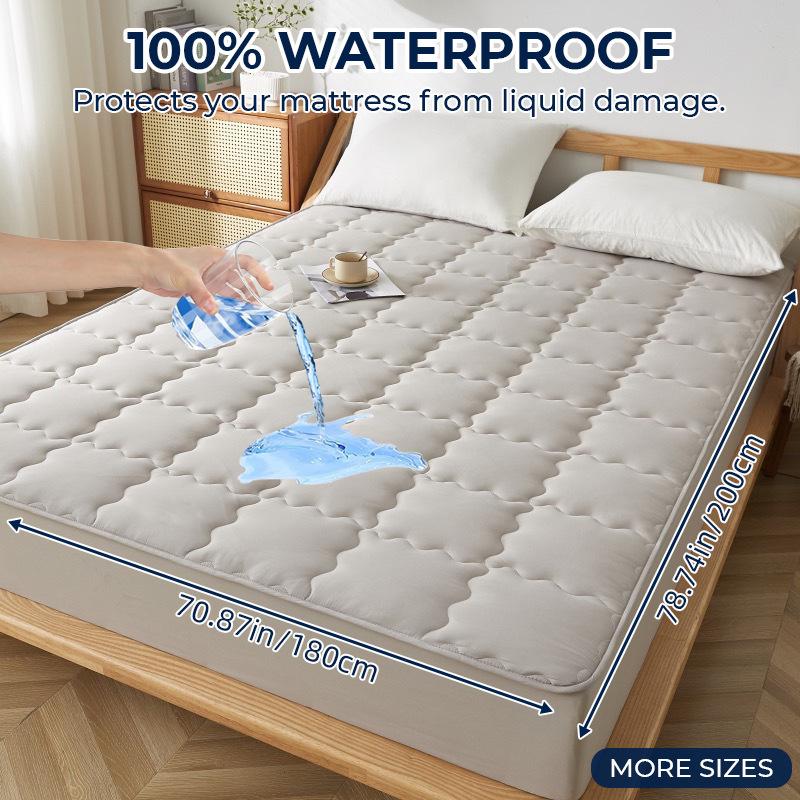 

Geometric Quilted Single Fitted Sheet Solid Color Mattress Protective Cover With Elastic Band Queen King Bedsheet For Adults 100x190cm