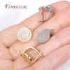 Fashion Shiny Cubic Zirconia Round Fastener Earring Clasps Hooks 18K Gold Plated Earring Hooks For DIY Women Ear Jewelry Making