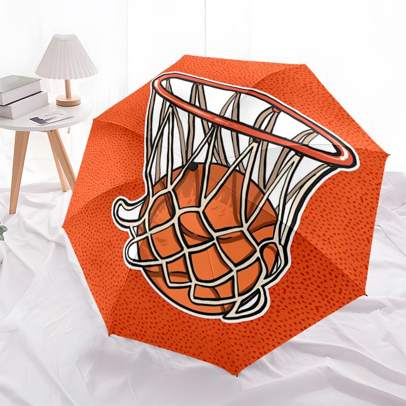 1pc Basketball Hoop Automatic Open/Close Umbrella 8-Rib Strong Frame, Portable Travel Umbrella for Women & Men, Birthday Gift Parties, Everyday Use