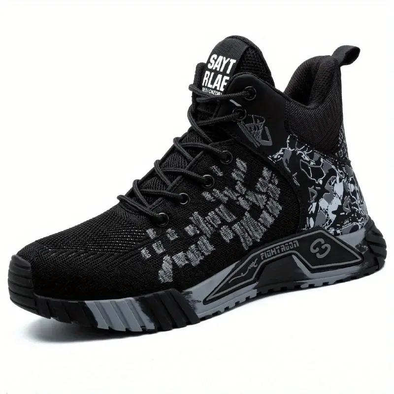 High Top Safety Shoes Men Anti Smashing Anti Puncture Work Shoes Men Work Safety Boots Men's Fashion Security Protective Boots