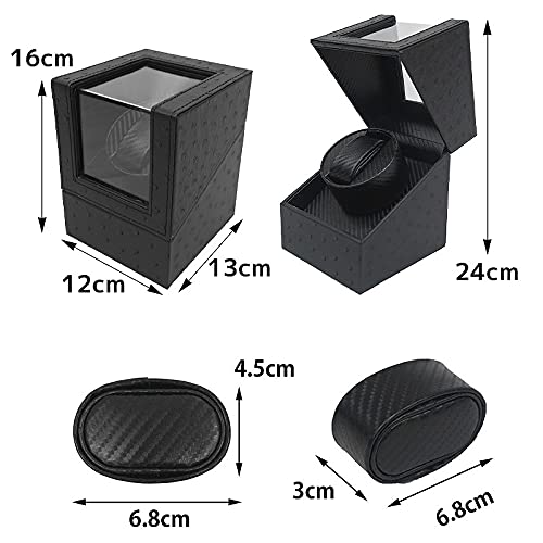 WNJAPAN Watch Winder, Single Automatic Watch Winder, Quiet Operation, Popular Gift, Ostrich Black PU Leather, WM-01OB