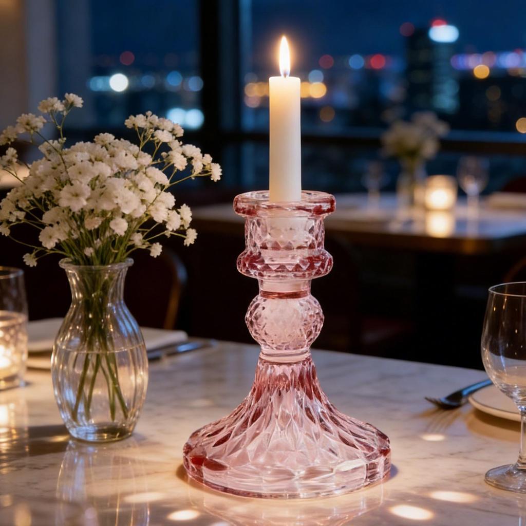 Retro Glass Candlestick Holder for Weddings & Parties
