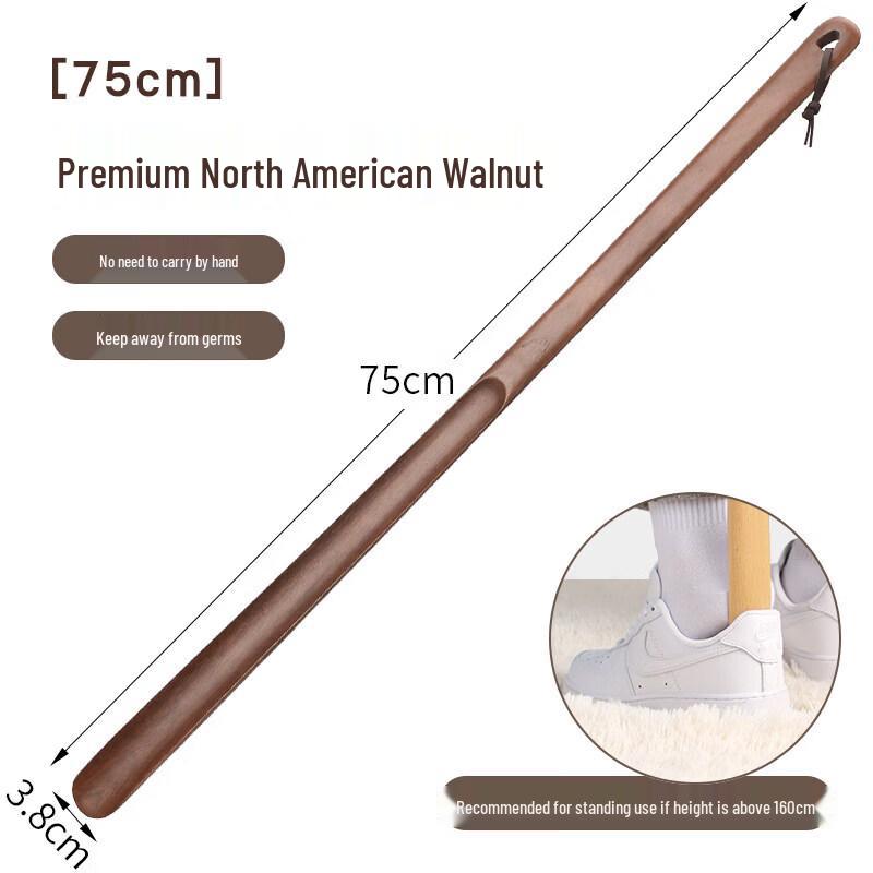 LIEI Long-Handled Walnut Wood Shoehorn