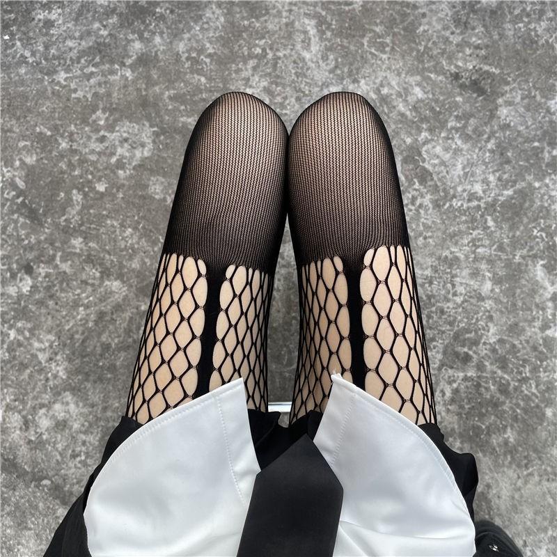 

Hollow Bow Jk Black Stockings Women s Thin Anti-hook Japanese Fishnet Socks Sexy Student Summer Pantyhose One size