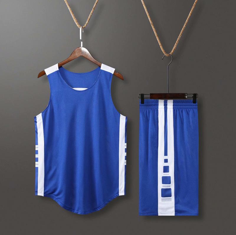 Double-sided basketball jersey set Men s printed jersey is worn on both sides for the game, and the jersey can be printed on both sides. L