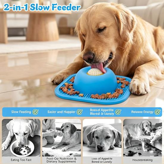 Tigela para Cães Alimentador Lento para Petiscos Líquidos, Tigela para Cães com Bola de Lamber, Tigela de Lamber para Cães para Comer com Segurança, Caldo de Ossos, Iogurte, Cão Molhado