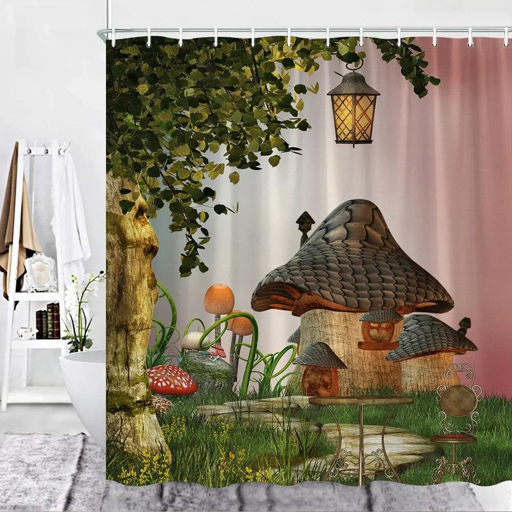 Christmas Shower Curtain Sets Vintage Red Truck Xmas Ball Pine Tree Snowman Winter New Year Gift Bathroom Decor Bath Curtains