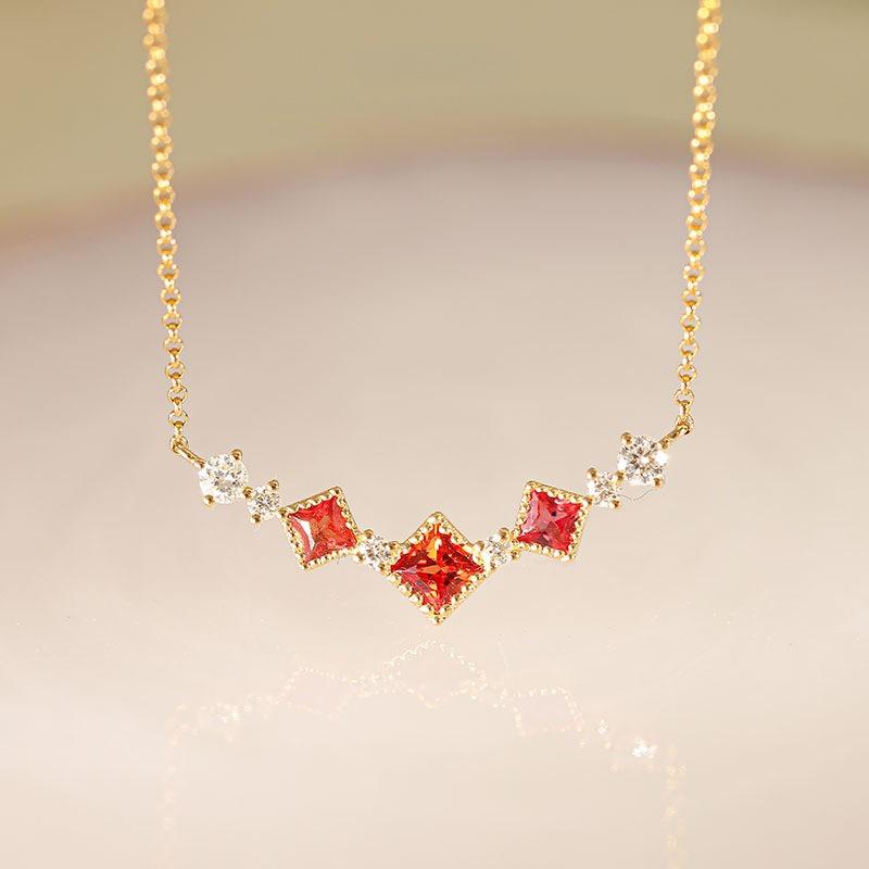14K Gold-Plated S925 Sterling Silver Necklace with Inlaid Zircon Pendant - Retro Light Luxury for Women S925 Silver