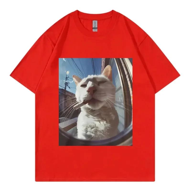 2026 SpringSummer Fun Smoking Cat Emoji Pattern Y2KT Hoodie Fashion Casual ShortSleeved TShirt