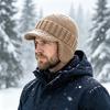 Hat Men's Autumn and Winter Warm Fleece Ear Protectors Short Brim Wool Hat Outdoor Riding Windproof Knitted Hat Winter Men's
