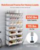 8-Tier Rolling Bin Storage Rack, 26 Organizer Bins, Bin Rack Storage Steel Wire Shelving System with Wheels, Mobile Tool Organizer for Garage,