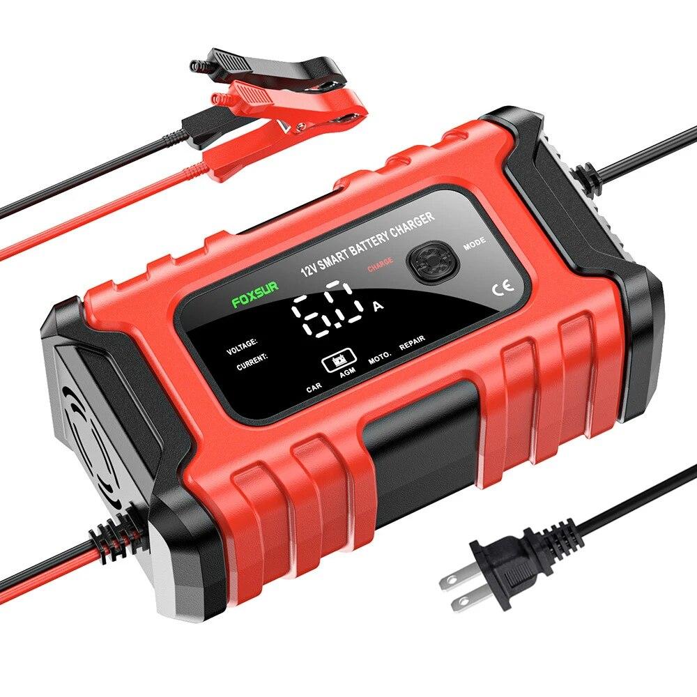 12V 6A Automotive Battery Charger Digital Display Smart Battery Charger Repair Chargers AGM Wet Dry Lead Acid Battery