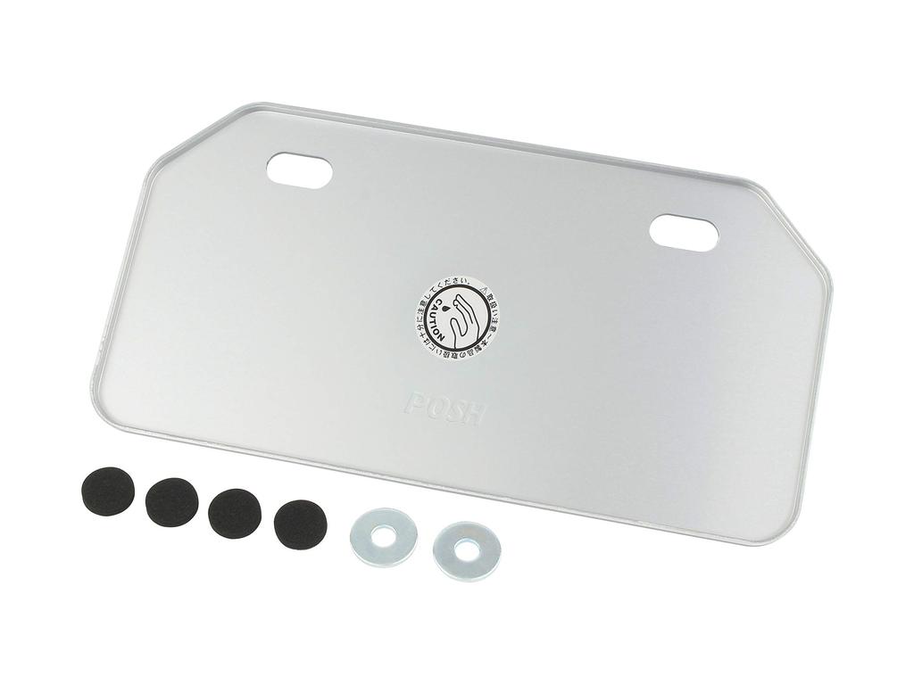 POSH 500292-03 Aluminum License Plate, Mountain Shape, 50-125cc, Meets New Standards, No Claws Type, Silver, General Purpose