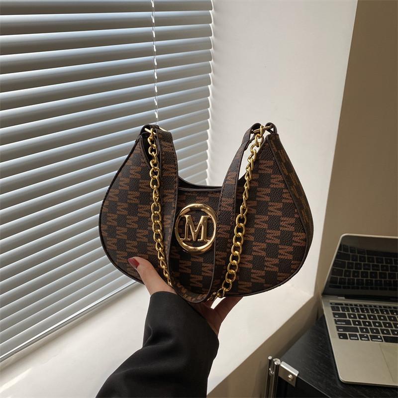 Armpit Retro Bag With Letter Printing Design And Chain Shoulder Strap Daily For