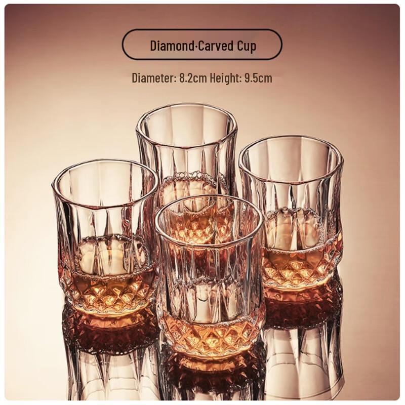Langxi Diamond Carved Whiskey Glass Set