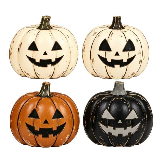 Retro Style Autumn Props 3/4Pcs Vintage Wooden Pumpkin Decor, Rustic Fall Tabletop Centerpiece, Farmhouse Table Decor Halloween Shelf Accent