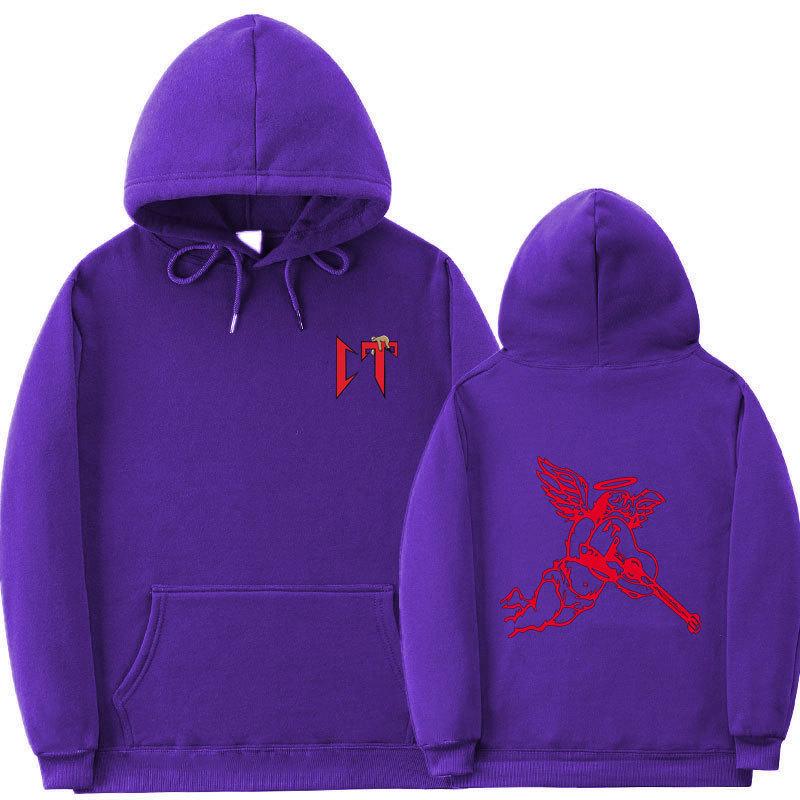 Ribbed bottom pendulum fashion printed sweatshirt loose hoodie autumn and winter men's and women's casual sports sweater top jacket