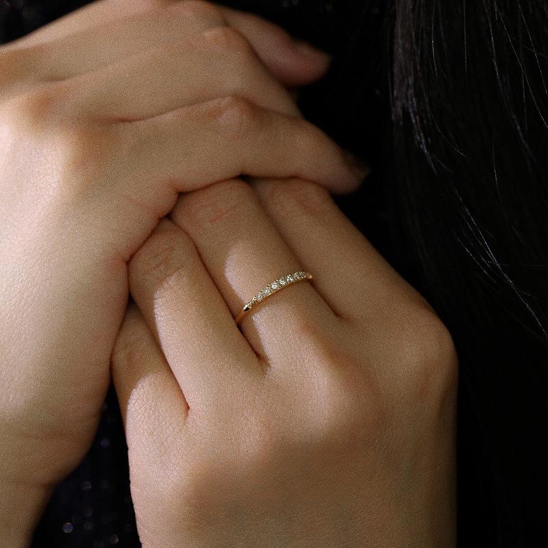 925 Sterling Silver Plating 18K Gold Inlaid Exquisite Zircon Ring for Women Fashion Temperament Party Wedding Jewelry Accessorie