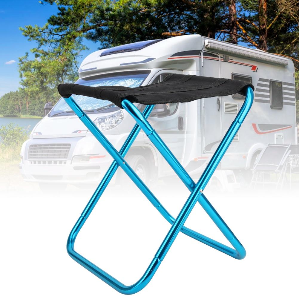 Blue Outdoor Mini Folding Stool Portable Camping Aluminum Alloy Foldable Chair for Fishing Climbing Barbecue