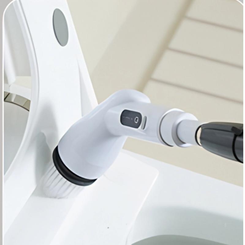 2025 New Eight in One Multifunctional Cleaning Brush Handheld Charging Long Handle Automatic Rotating Telescopic Cleaning Brush белый