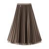 Women Midi Skirt Elastic High Waist A-Line Skirt Solid Color Double Sided Reversible Design Autumn Winter Skirt