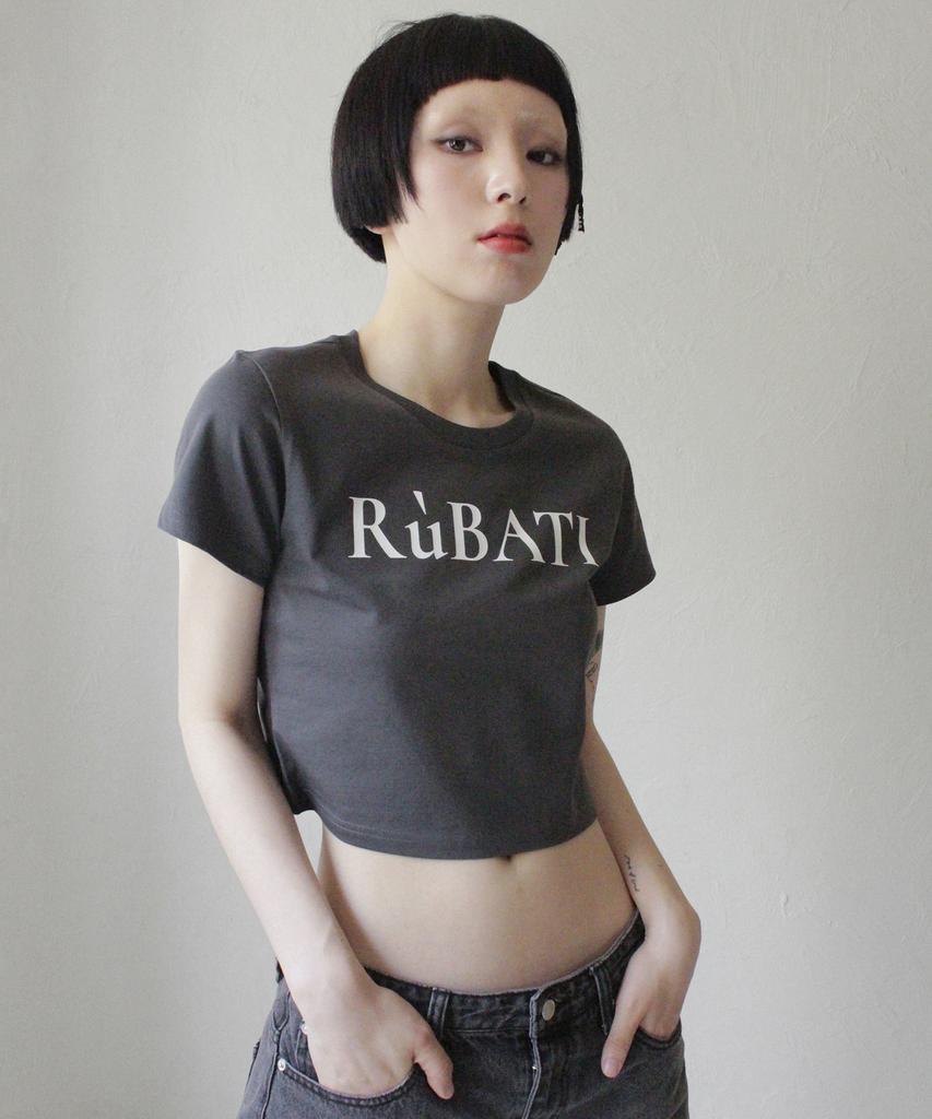 RUBATI Logo Crop T-Shirt_Charcoal