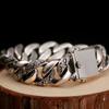 100% S925 Sterling Silver Trend Retro Fashion Cuban Charm Solid Bracelet Men's Cuff Trend Powerful Street Fashion Jewelry Gift