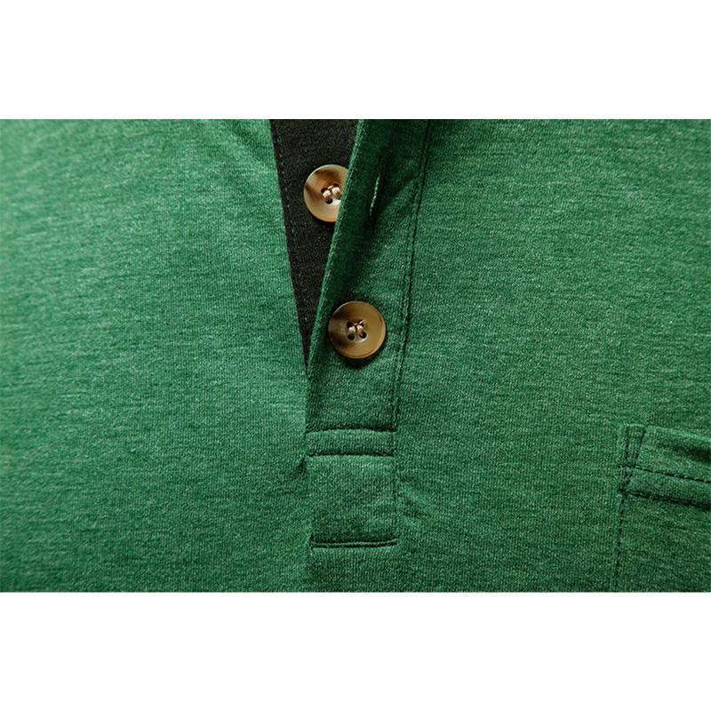 Men's Summer Solid Color Pocket T-Shirts Button Henry Collar Casual Daily Office Short Sleeve Top Tees Hip Hop Streetwear Tee
