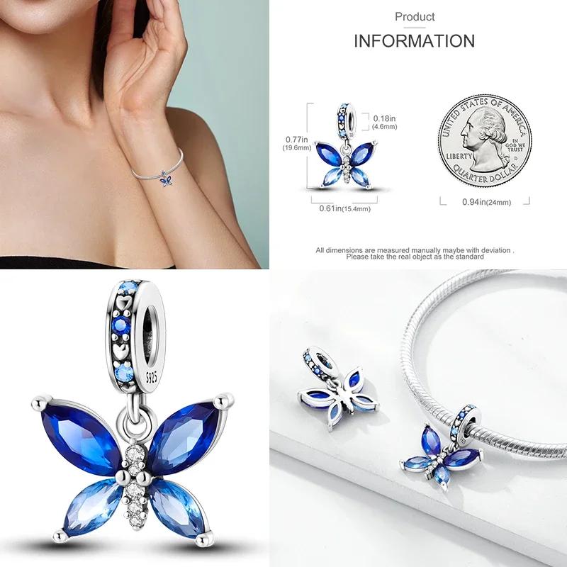 925 Silber Glühwürmchen Libelle Eule Anhänger Kleeblatt Herz Zirkon Farbperle für Original Armband Anhänger Schmuck