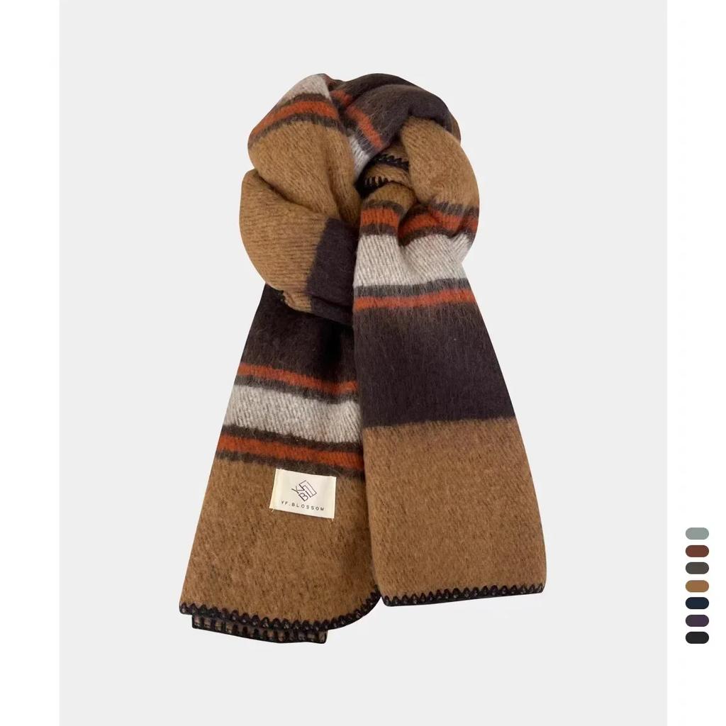 High Quality Y2K Scarf Women Men Korean Version Retro Imitation Cashmere Shawl Warm Soft Thick Couple Muffler Trendy Female Male