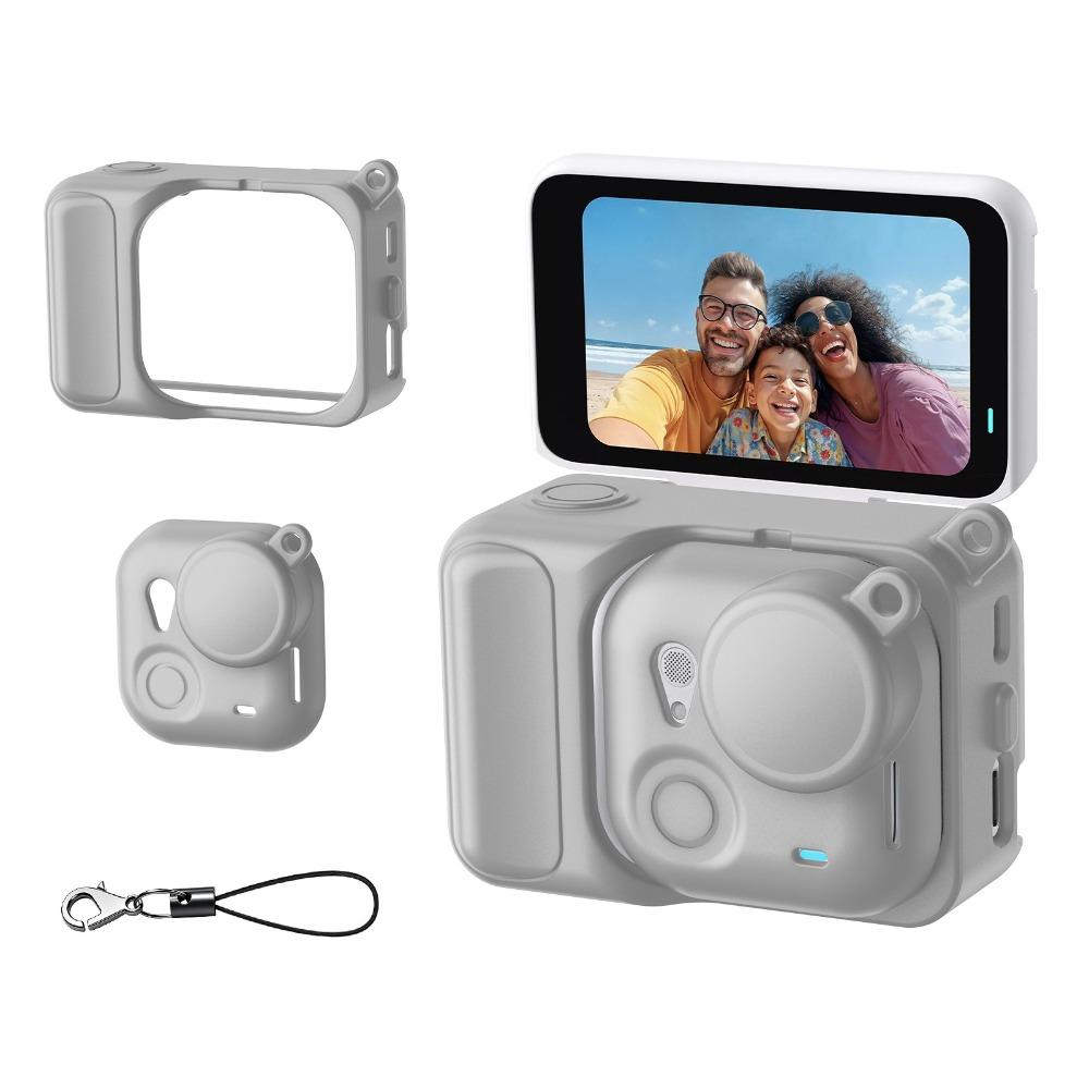 with Lens Cap & Strap Silicone Case Shockproof Anti-Loss Action Camera Protective Cover Anti Scratch for Insta360 GO Ultra