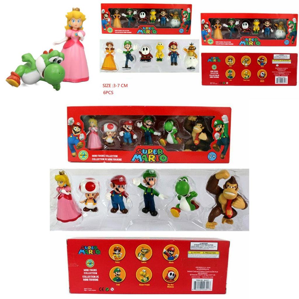 Super Mario Bros Action Figures Collection Including Luigi Yoshi And Mushroom Toy Decorations For Kids