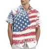 Men's Casual Stylish Flag Letter Print Shirt - Men's Lapel Short-sleeved Button-up Shirt